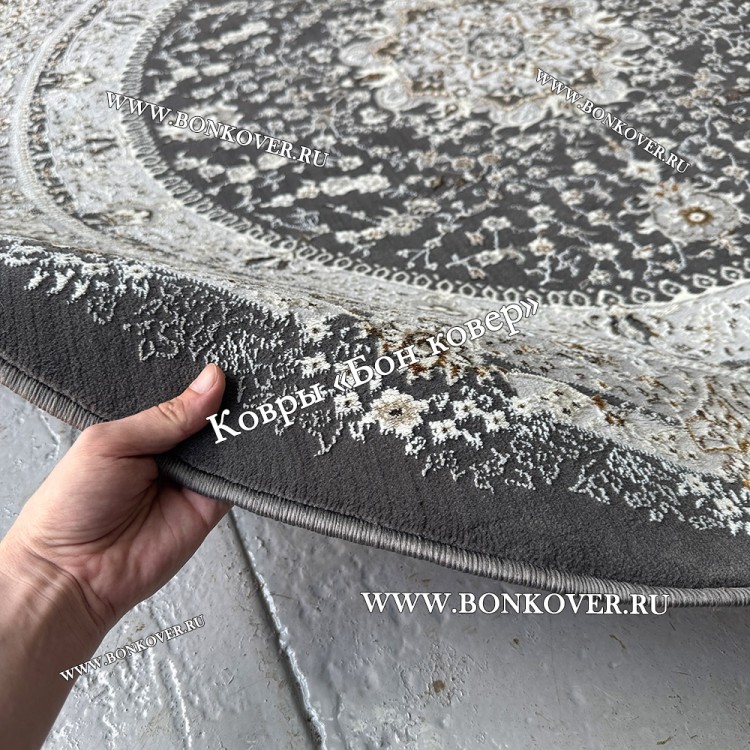 Турецкий Ковер Для гостиной New дизайн 371 Серый Круг