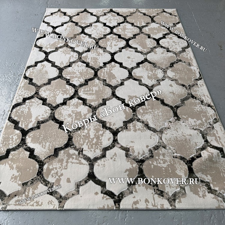 Турецкий прямоугольный ковер серый дизайн 84