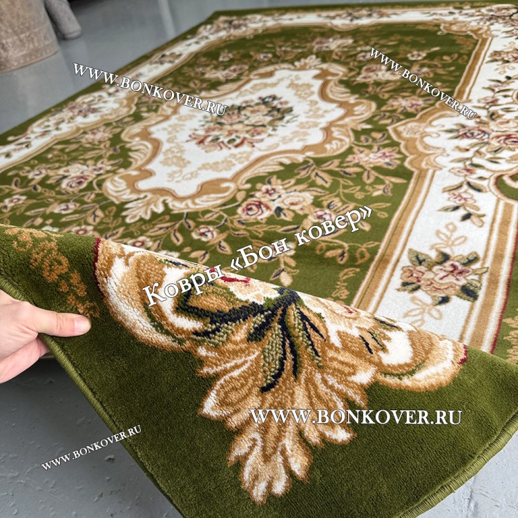 РОССИЙСКИЙ ЖАККАРДОВЫЙ КОВЕР МЕДАЛЬОН ЗЕЛЕНЫЙ