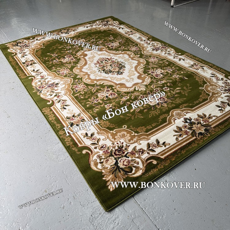 РОССИЙСКИЙ ЖАККАРДОВЫЙ КОВЕР МЕДАЛЬОН ЗЕЛЕНЫЙ
