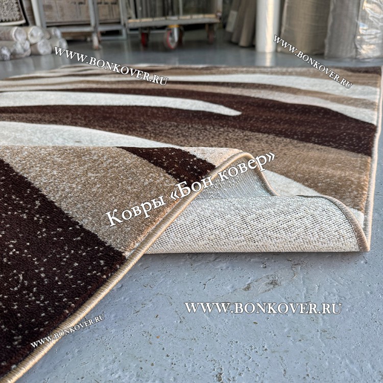 Ковер Карпет New 4 Дизайн 63 Коричневый с Бежевым