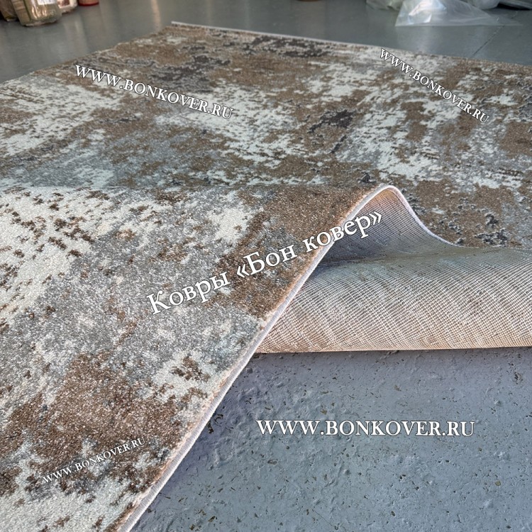 Абстрактный Ковер Серый с Коричневым Дизайн 03